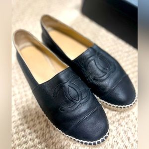 Chanel Black Leather Espadrilles size 40